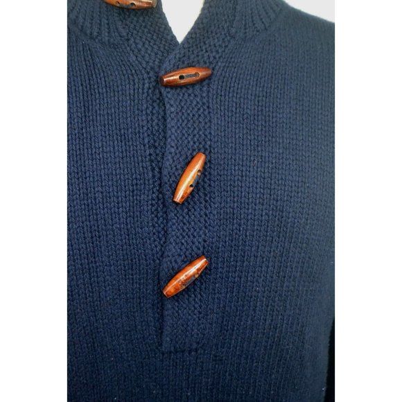 POLO RALPH LAUREN Men's 100% Wool Shawl Collar‎ Sweater SIZE LARGE Wooden Toggle - Picture 4 of 5